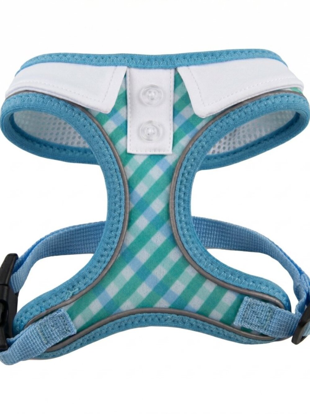 Ultra Comfort Reflective Harness Vest - Blue Gingham White Collar